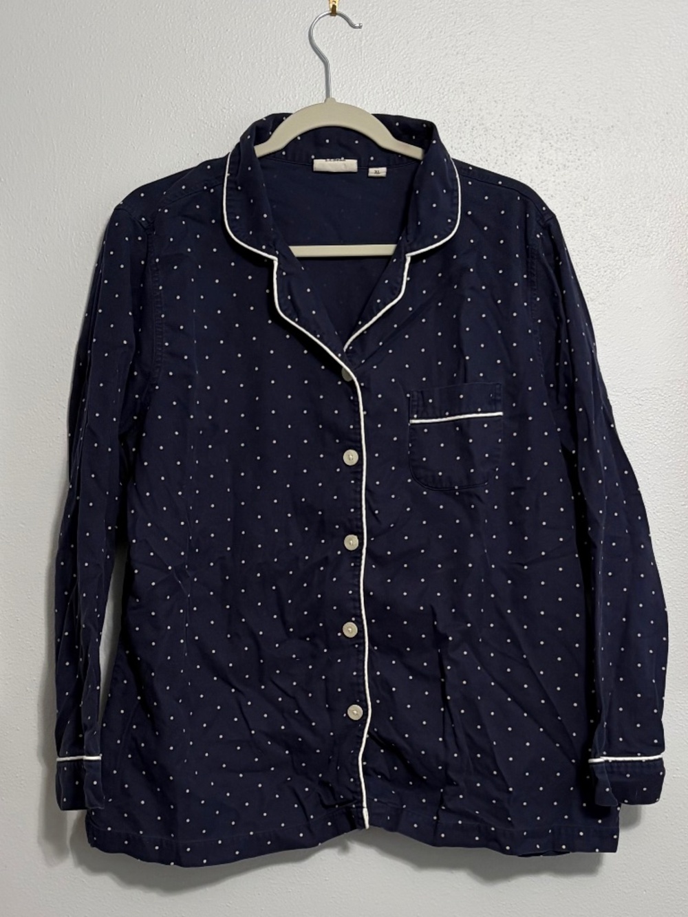 L.L.Bean Blue White Cotton Flannel Pajama Set XL